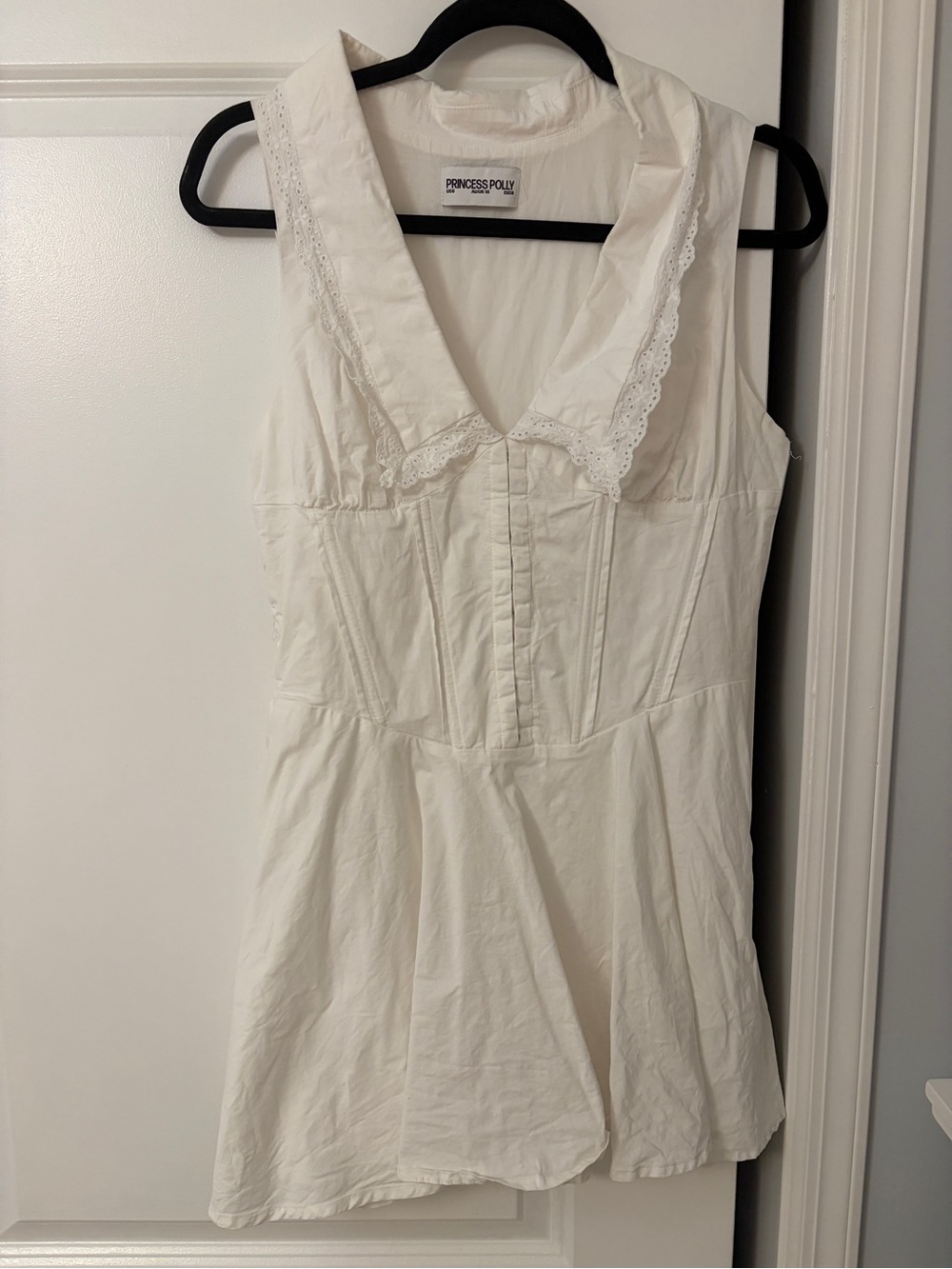 Princess Polly White Lace-Collar Sleeveless dress